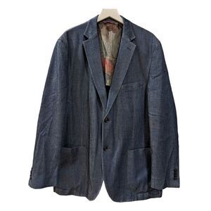 Kroon Men's Navy Tencel & Cotton Blend Two Button Sport Coat Blazer Jacket 46R